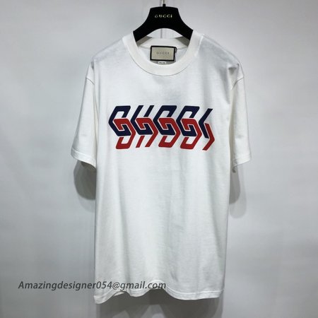 Gucci Cotton jersey T-shirt with Gucci mirror print white