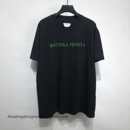 B V Logo Letter Cotton Jersey T-Shirt Black