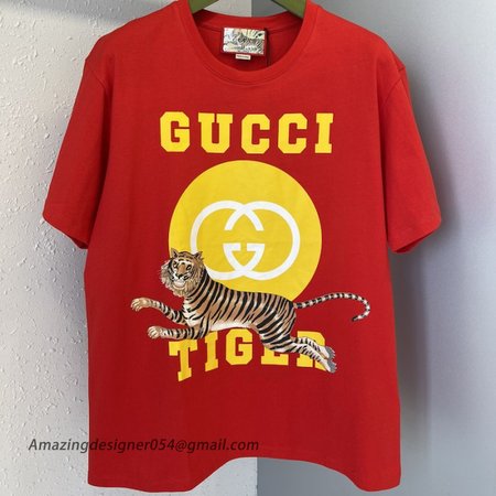 Gucci Tiger cotton T-shirt Red