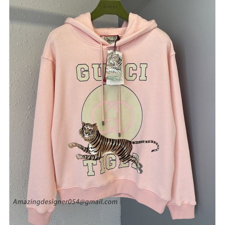 Gucci Tiger hooded sweatshirt Pink