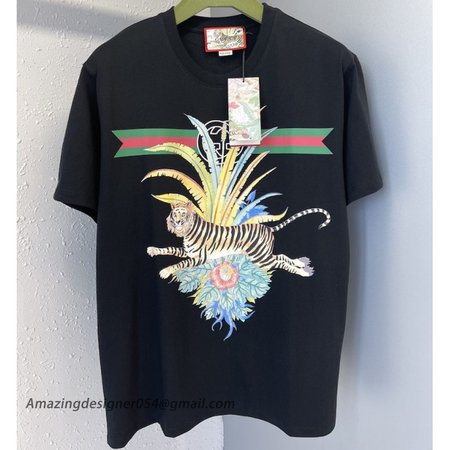 Gucci Tiger cotton T-shirt Black