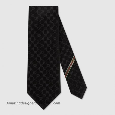 Gucci GG Pattern Silk Tie ?Black 456520