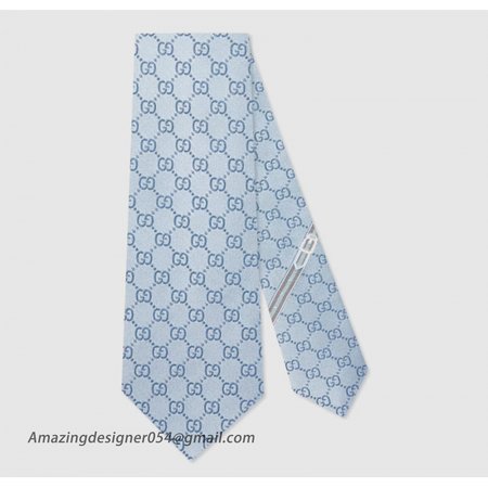 Gucci GG Pattern Silk Tie Sky Blue 456520