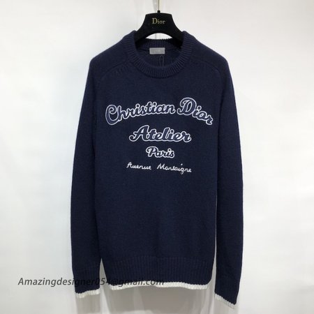 Christian Dior Atelier Sweater Blue Wool Jersey