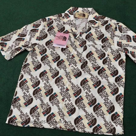 The North Face x Gucci Web Silk Shirt Brown