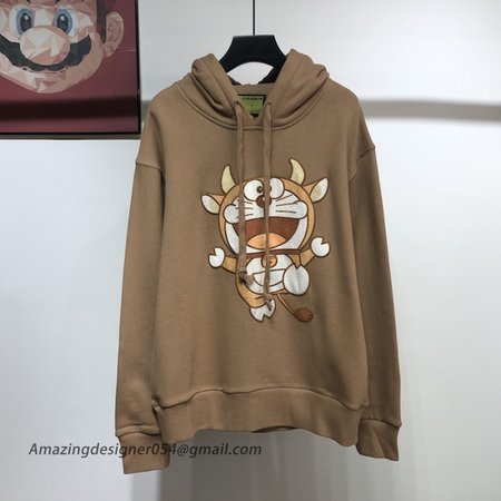 Doraemon x Gucci hooded sweatshirt Brown