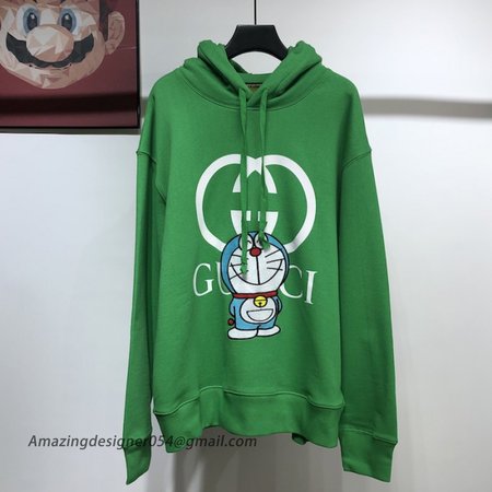 Doraemon x Gucci cotton Hoodie Green