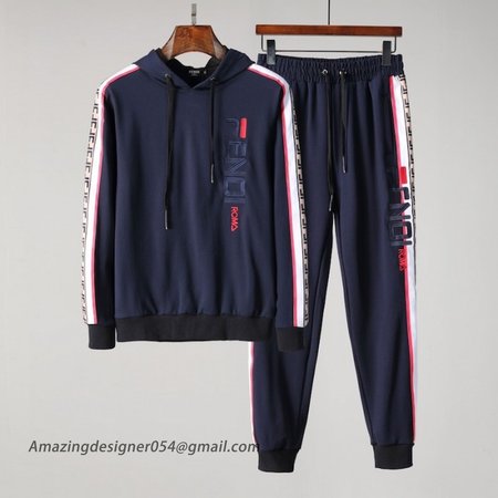 Fendi Fila Sleeve Striped Full Tracksuit Navy