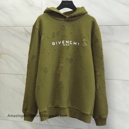 Givenchy Paris Destroyed Hoodie Green