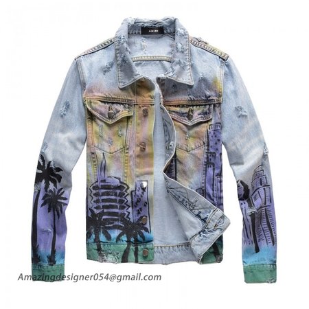 Amiri Airbrush Hollywood Trucker Jacket Blue