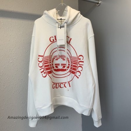 Gucci disk print oversize sweatshirt hoodie white