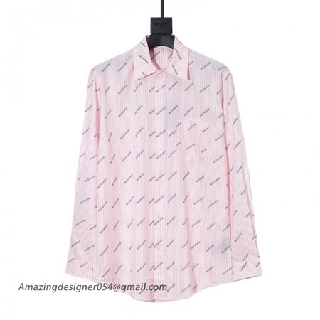 Balencaiga Allover Balenciaga logos Cotton Shirt Pink