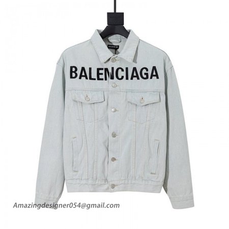 Balencaiga Chest Logo Denim Jacket Grey