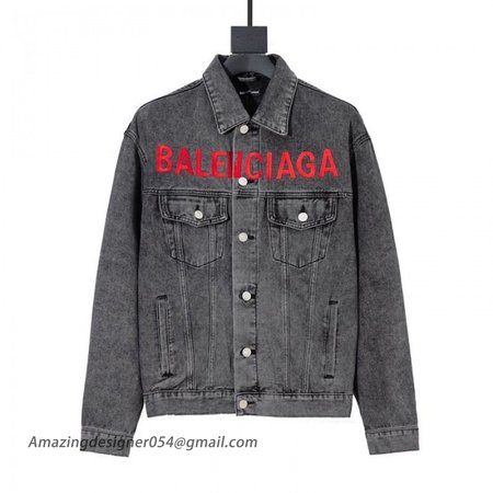 Balencaiga Chest Logo Denim Jacket Black