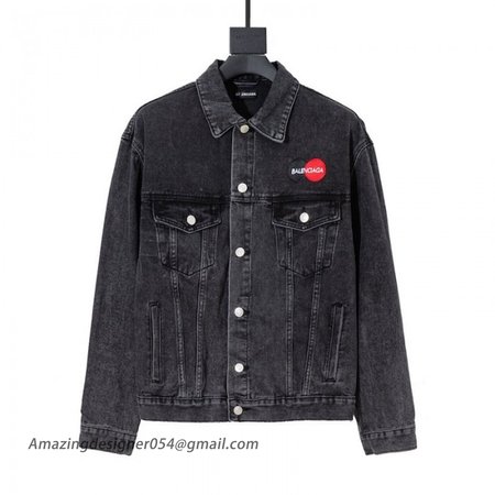 Balencaiga Uniform Logo Denim Jacket Black