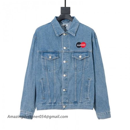 Balencaiga Uniform Logo Denim Jacket Blue