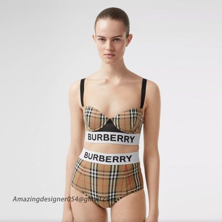 BUR Logo Tape Vintage Check Bikini