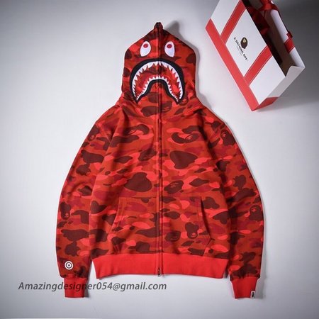 Bape 1st Camo Shark Full Hoodies Red