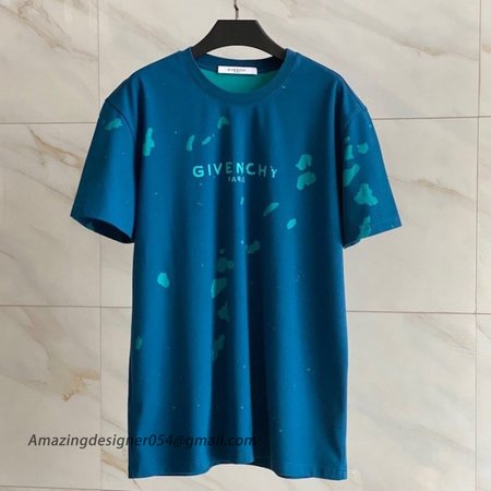 Givenchy Paris Destroyed Oversized T shirt Jean Blue