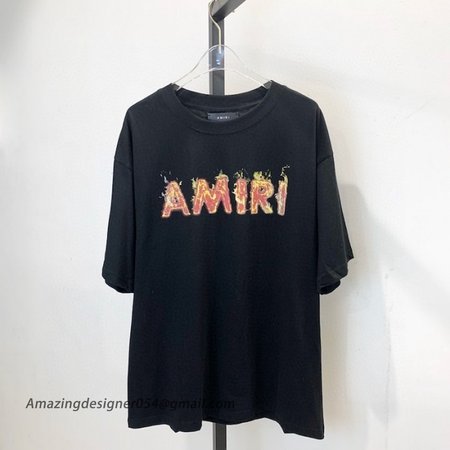 Amiri Black Flame Logo T Shirt