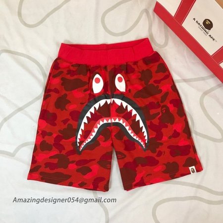 Bape 1st Camo Shark Sweat Short Red