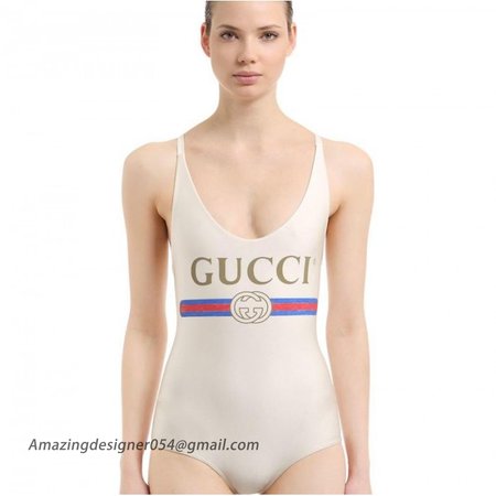 Sparkling swimsuit with Gucci logo White