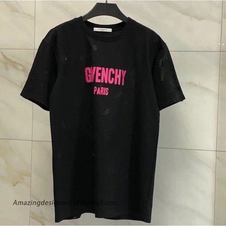 Givenchy Paris Destroyed Oversized T shirt Black with Red