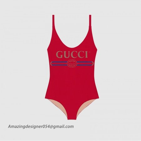 Sparkling swimsuit with Gucci logo Red