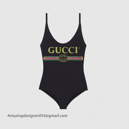 Sparkling swimsuit with Gucci logo Black