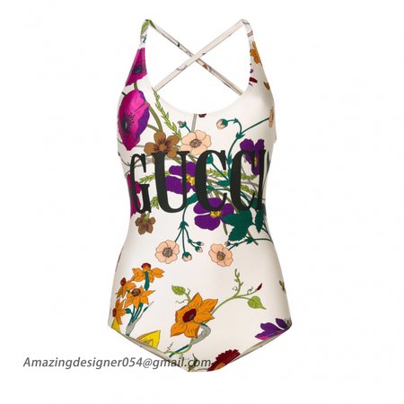 Gucci Logo Floral Print Swimsuit