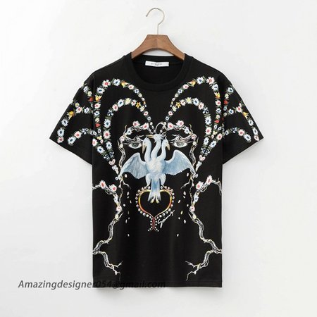 Givenchy Bird Printed Masculine T shirt Black