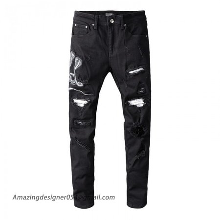 Amiri Black Snake Patch Jeans