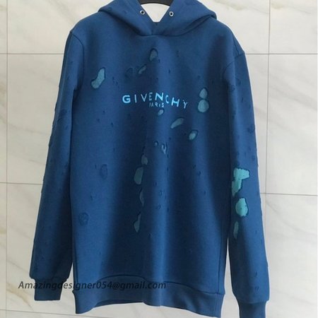 Givenchy destroyed hoodie blue