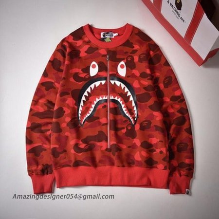 Bape 1st Camo Shark Crewneck Red