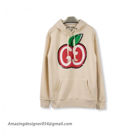 Gucci Hooded sweatshirt with GG apple print white