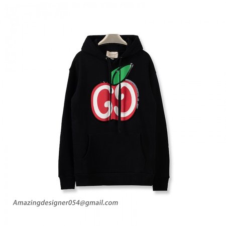 Gucci Hooded sweatshirt with GG apple print Black