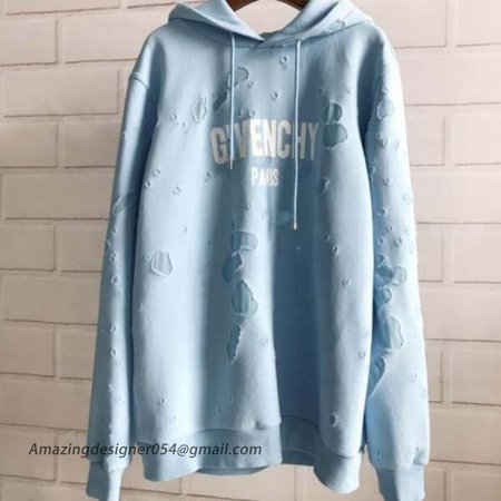 Givenchy Paris Destroyed Hoodies Blue