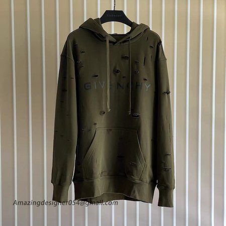 Givenchy hoodie in fleece with destroyed effect Green