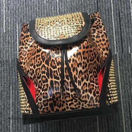 Christian Louboutin Explorer Funk Leopard Spiked Embellished Backpack