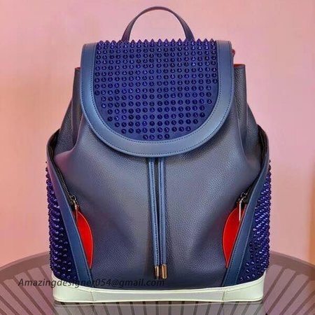 Christian Louboutin Explorafunk Spike Rubber Bottom Backpack Navy Blue