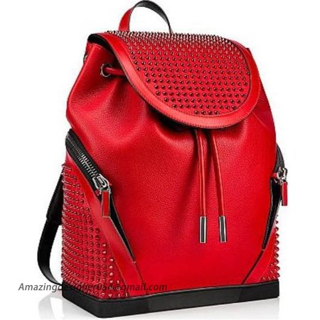 Chtistian Louboutin Red Calf Casual Daypack Shoulder Fashion Bag