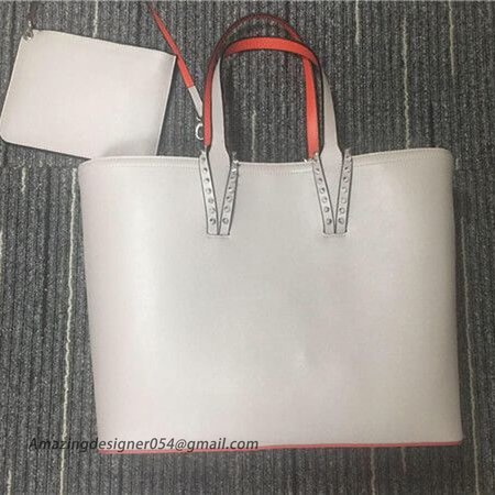 Chtistian Louboutin White/Red Calf Tote Bag