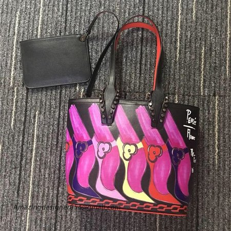 Chtistian Louboutin Multi/Black/Pink Print Calf Mini Bag