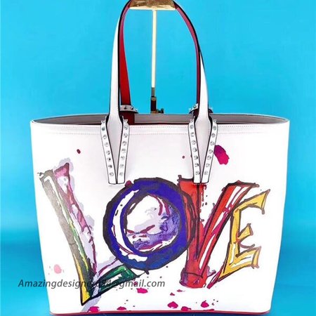 Chtistian Louboutin Bianco-Multi/White Calf Tote Bag