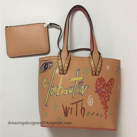 Chtistian Louboutin Rosy/Nude Print Calf Top Handle Bag