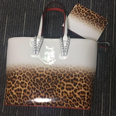 Christian Louboutin Cabata East-West Leopard White Tote Bag