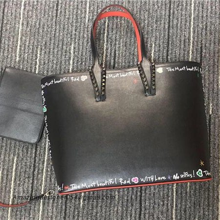 Chtistian Louboutin Black/Black Graffiti Calf Tote Bag