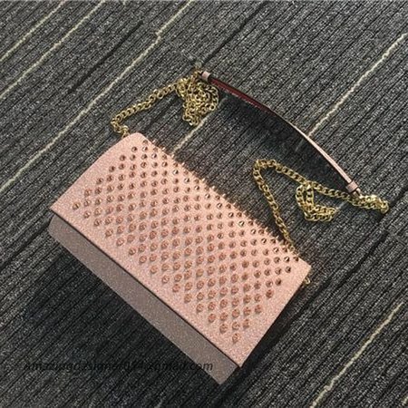 Chtistian Louboutin Shiny Pink Rivet Leather Cross Body Bag