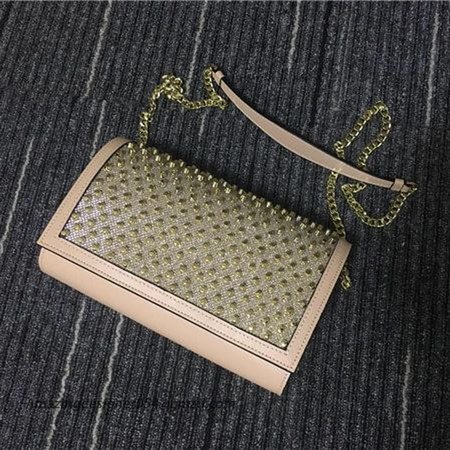 Chtistian Louboutin Nude Rivet Calf Cross Body Bag