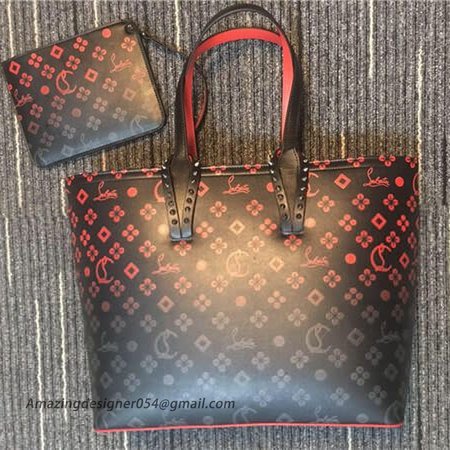 Chtistian Louboutin Black-Red/Black Calf Tote Bag